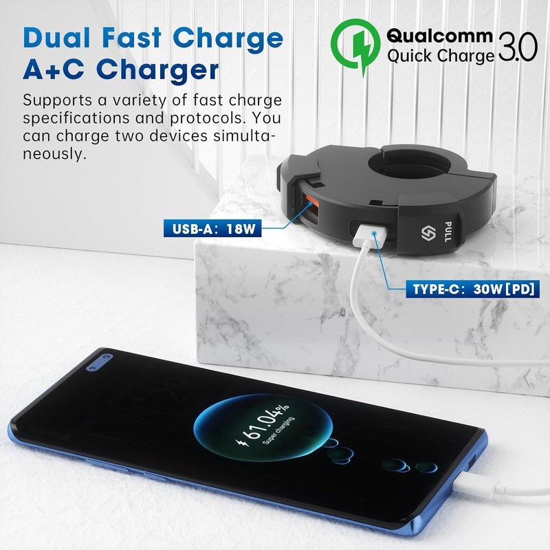Thlevel Motorcycle Phone Charger 30W PD Type-C 18W USB Quick Charger Ultra-Narrow SAE to USB Adapter IP65 Waterproof Motorcycle Accessories for Phones/Tablets - Image 2